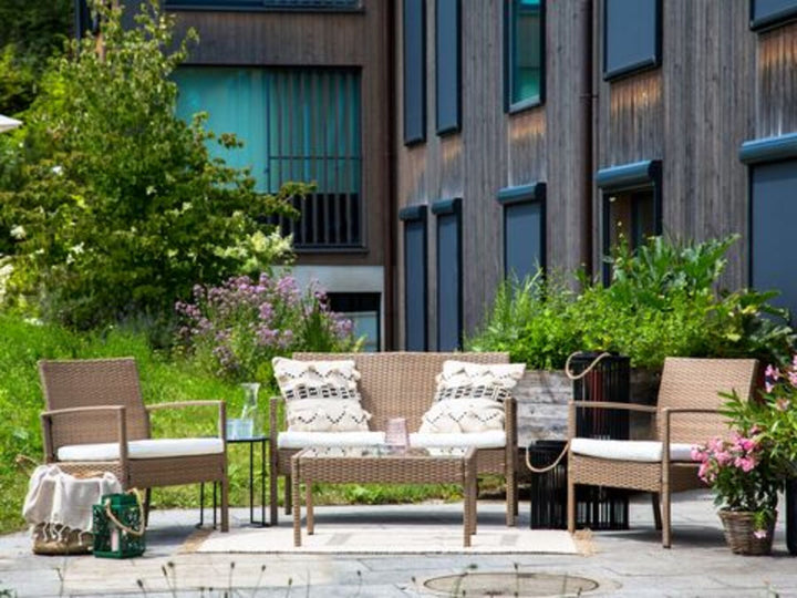 Marsala 4 Seater PE Rattan Garden Sofa Set Light Brown