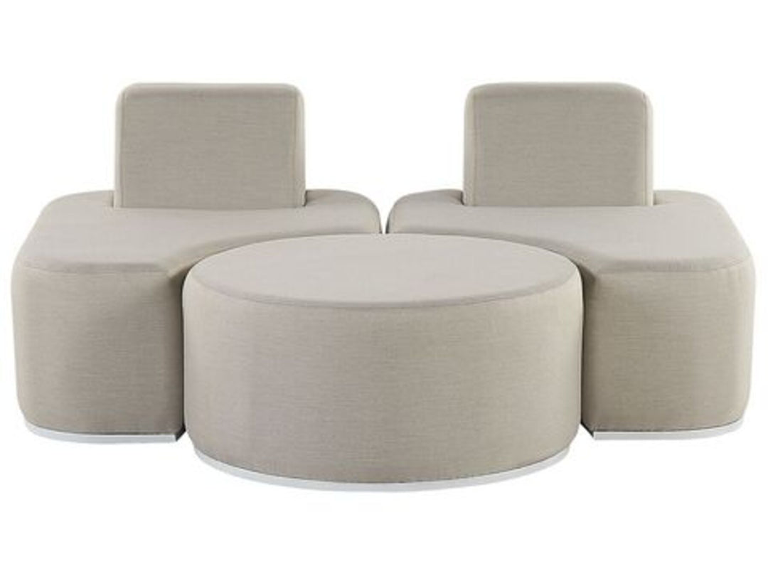 2 Seater Garden Sofa Set Light Grey Fabro