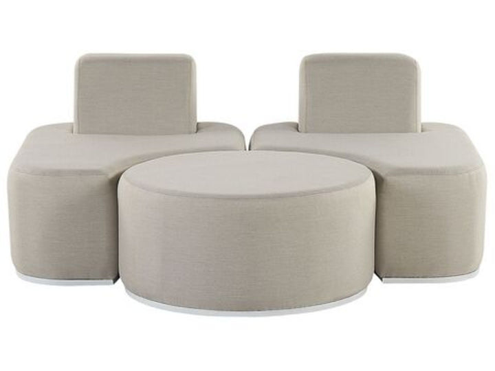 2 Seater Garden Sofa Set Light Grey Fabro