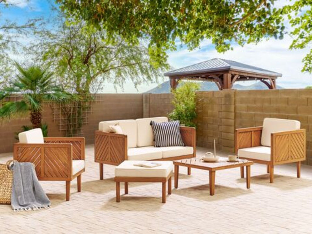 Baratti 4 Seater Acacia Wood Garden Sofa Set White