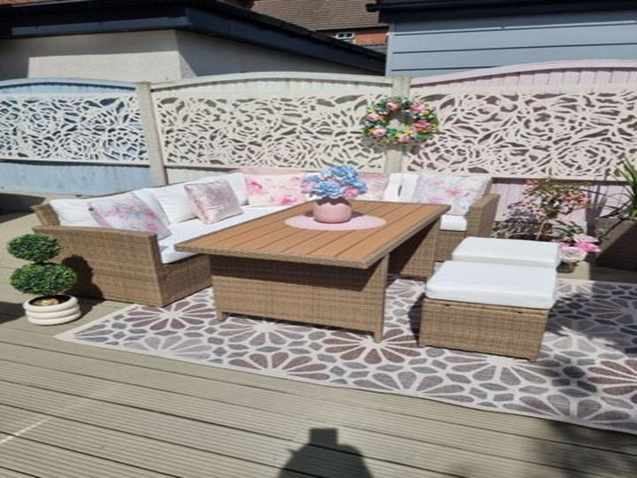 Bardi 5 Seater PE Rattan Garden Corner Sofa Set Brown and White