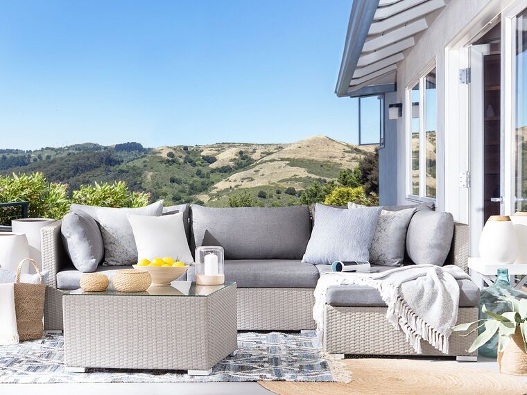 Sano 4 Seater PE Rattan Garden Corner Sofa Set Grey