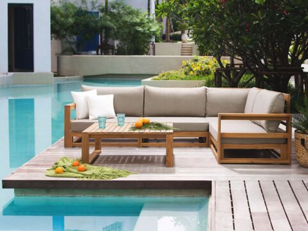 Timor Lounge Set FSC® Certified Acacia Wood Light Wood Left Hand 4 Seater
