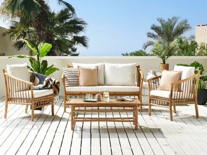 Maggiore 4 Seater Bamboo Wood Garden Sofa Set White