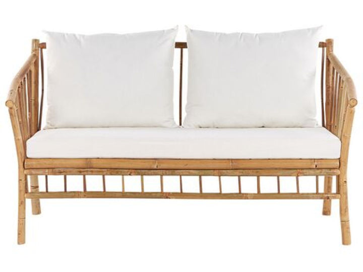 4 Seater Bamboo Wood Garden Sofa Set White Maggoire