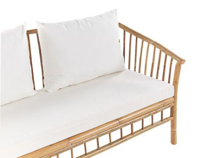 4 Seater Bamboo Wood Garden Sofa Set White Maggoire