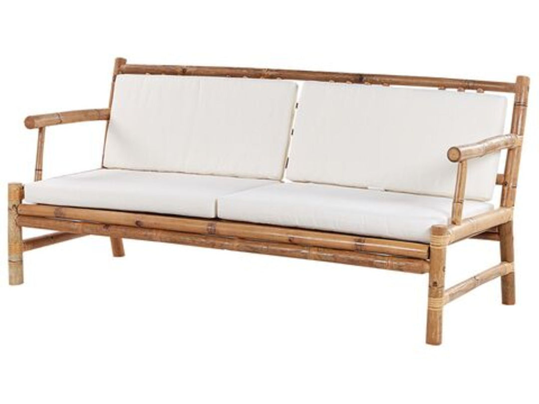 4 Seater Bamboo Wood Garden Sofa Set White Riccione
