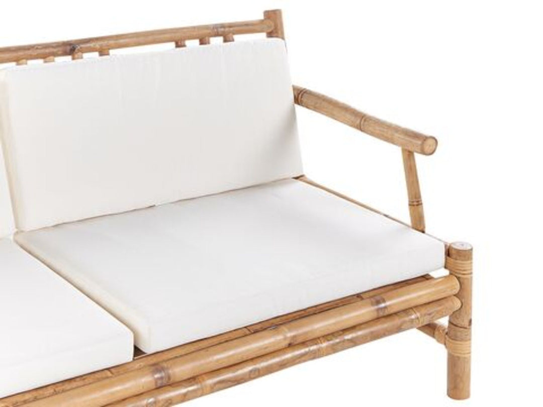4 Seater Bamboo Wood Garden Sofa Set White Riccione