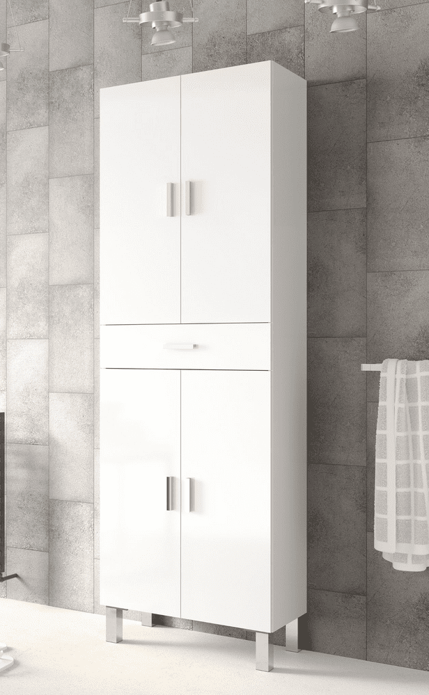 Tall Bathroom Cupboard White Gloss Duffy