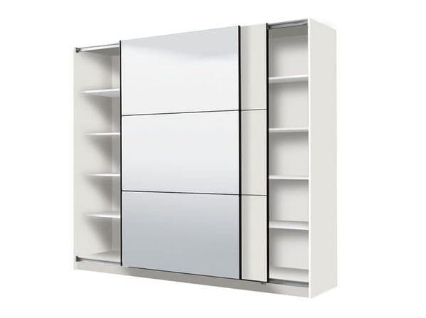 White 220cm Sliding Wardrobe with Mirror Acapella