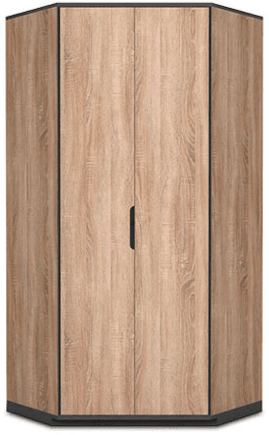 Oak Effect 2 Door Corner Wardrobe Carnely